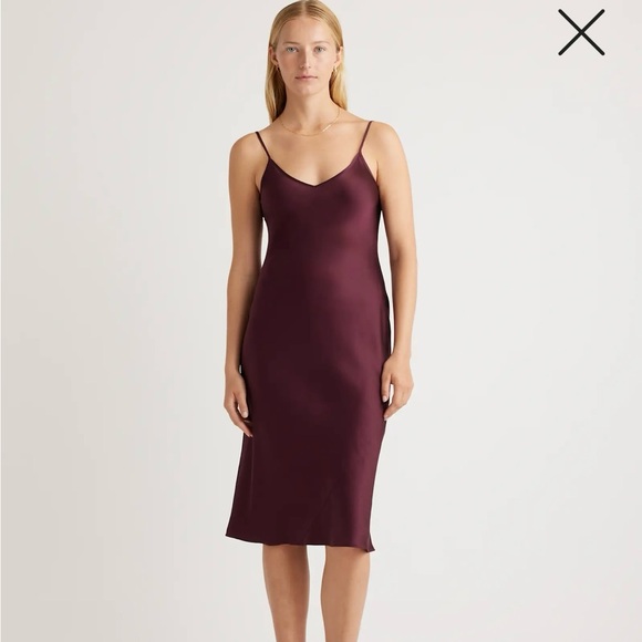 Quince Burgundy Silk Slip Dress - Picture 1 of 10